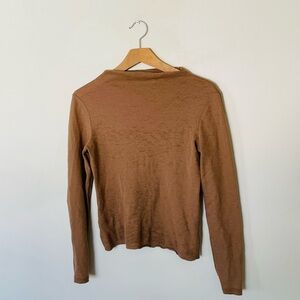 Country road 100% Australian wool womens knit mock neck top size S brown long Sl